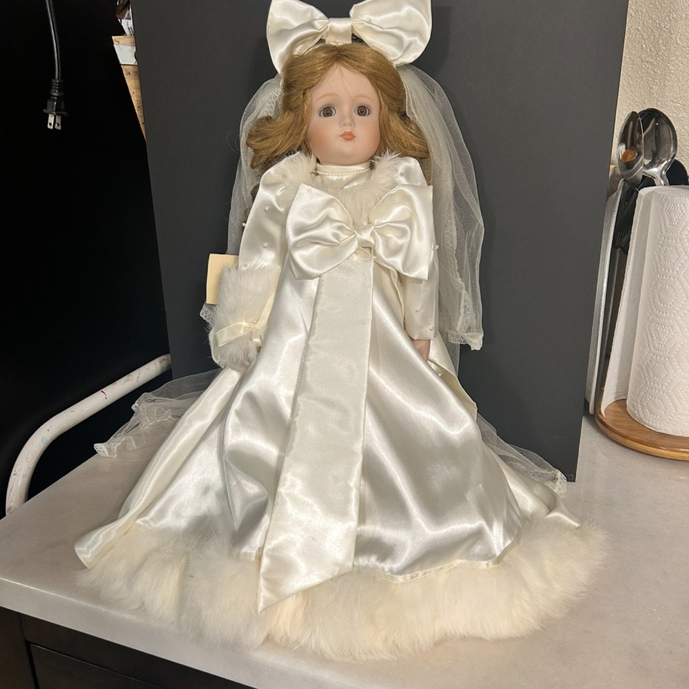 Goebel Cream Doll with Satin Dress and Bow